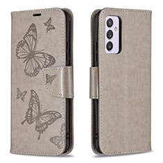 Coque Portefeuille Papillon Livre Cuir Etui Clapet B01F pour Samsung Galaxy A24 4G Gris