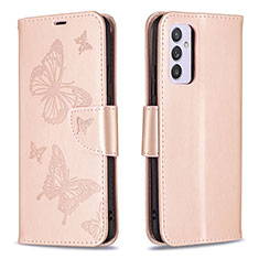 Coque Portefeuille Papillon Livre Cuir Etui Clapet B01F pour Samsung Galaxy A24 4G Or Rose