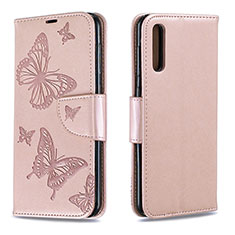 Coque Portefeuille Papillon Livre Cuir Etui Clapet B01F pour Samsung Galaxy A30S Or Rose