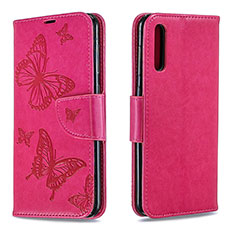 Coque Portefeuille Papillon Livre Cuir Etui Clapet B01F pour Samsung Galaxy A30S Rose Rouge