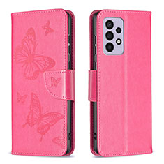 Coque Portefeuille Papillon Livre Cuir Etui Clapet B01F pour Samsung Galaxy A33 5G Rose Rouge