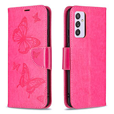 Coque Portefeuille Papillon Livre Cuir Etui Clapet B01F pour Samsung Galaxy A34 5G Rose Rouge