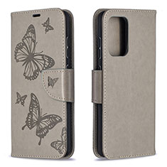 Coque Portefeuille Papillon Livre Cuir Etui Clapet B01F pour Samsung Galaxy A52 4G Gris