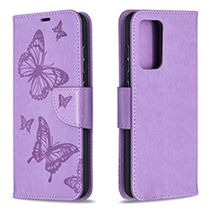 Coque Portefeuille Papillon Livre Cuir Etui Clapet B01F pour Samsung Galaxy A52 4G Violet Clair