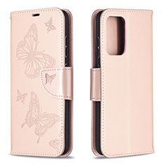 Coque Portefeuille Papillon Livre Cuir Etui Clapet B01F pour Samsung Galaxy A52 5G Or Rose