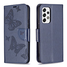 Coque Portefeuille Papillon Livre Cuir Etui Clapet B01F pour Samsung Galaxy A53 5G Bleu
