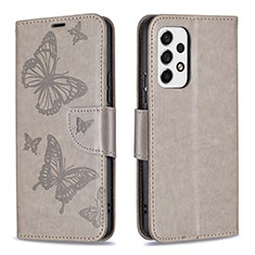 Coque Portefeuille Papillon Livre Cuir Etui Clapet B01F pour Samsung Galaxy A53 5G Gris