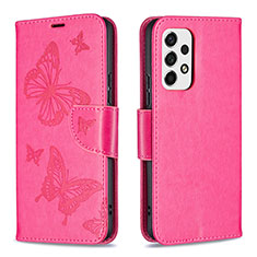 Coque Portefeuille Papillon Livre Cuir Etui Clapet B01F pour Samsung Galaxy A53 5G Rose Rouge