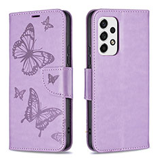 Coque Portefeuille Papillon Livre Cuir Etui Clapet B01F pour Samsung Galaxy A53 5G Violet Clair