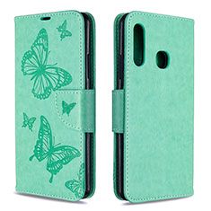 Coque Portefeuille Papillon Livre Cuir Etui Clapet B01F pour Samsung Galaxy A70E Vert