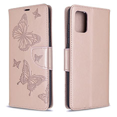 Coque Portefeuille Papillon Livre Cuir Etui Clapet B01F pour Samsung Galaxy A71 4G A715 Or Rose
