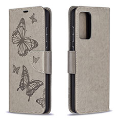 Coque Portefeuille Papillon Livre Cuir Etui Clapet B01F pour Samsung Galaxy A72 4G Gris