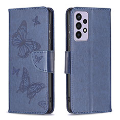 Coque Portefeuille Papillon Livre Cuir Etui Clapet B01F pour Samsung Galaxy A73 5G Bleu