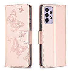 Coque Portefeuille Papillon Livre Cuir Etui Clapet B01F pour Samsung Galaxy A73 5G Or Rose