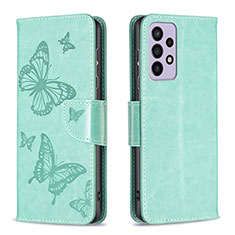 Coque Portefeuille Papillon Livre Cuir Etui Clapet B01F pour Samsung Galaxy A73 5G Vert