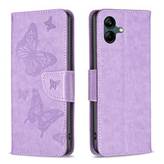 Coque Portefeuille Papillon Livre Cuir Etui Clapet B01F pour Samsung Galaxy F04 Violet Clair