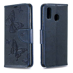 Coque Portefeuille Papillon Livre Cuir Etui Clapet B01F pour Samsung Galaxy M10S Bleu