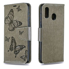 Coque Portefeuille Papillon Livre Cuir Etui Clapet B01F pour Samsung Galaxy M10S Gris