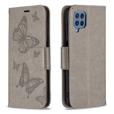 Coque Portefeuille Papillon Livre Cuir Etui Clapet B01F pour Samsung Galaxy M32 4G Gris