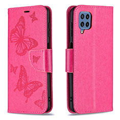 Coque Portefeuille Papillon Livre Cuir Etui Clapet B01F pour Samsung Galaxy M32 4G Rose Rouge