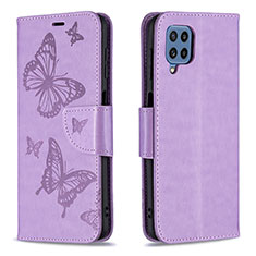 Coque Portefeuille Papillon Livre Cuir Etui Clapet B01F pour Samsung Galaxy M32 4G Violet Clair