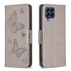 Coque Portefeuille Papillon Livre Cuir Etui Clapet B01F pour Samsung Galaxy M53 5G Gris