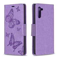 Coque Portefeuille Papillon Livre Cuir Etui Clapet B01F pour Samsung Galaxy Note 10 5G Violet Clair