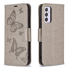 Coque Portefeuille Papillon Livre Cuir Etui Clapet B01F pour Samsung Galaxy Quantum2 5G Gris