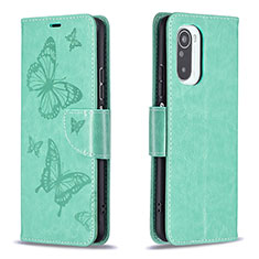 Coque Portefeuille Papillon Livre Cuir Etui Clapet B01F pour Xiaomi Mi 11i 5G Vert