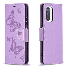 Coque Portefeuille Papillon Livre Cuir Etui Clapet B01F pour Xiaomi Mi 11i 5G Violet Clair