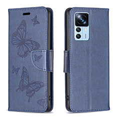Coque Portefeuille Papillon Livre Cuir Etui Clapet B01F pour Xiaomi Mi 12T Pro 5G Bleu