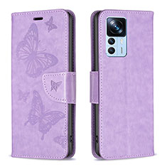 Coque Portefeuille Papillon Livre Cuir Etui Clapet B01F pour Xiaomi Mi 12T Pro 5G Violet Clair