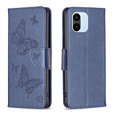 Coque Portefeuille Papillon Livre Cuir Etui Clapet B01F pour Xiaomi Poco C50 Bleu