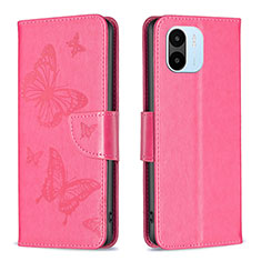 Coque Portefeuille Papillon Livre Cuir Etui Clapet B01F pour Xiaomi Poco C51 Rose Rouge