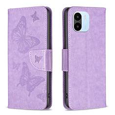 Coque Portefeuille Papillon Livre Cuir Etui Clapet B01F pour Xiaomi Poco C51 Violet Clair