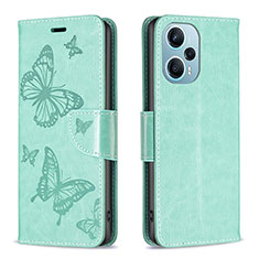 Coque Portefeuille Papillon Livre Cuir Etui Clapet B01F pour Xiaomi Poco F5 5G Vert