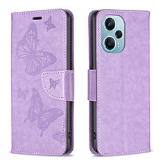 Coque Portefeuille Papillon Livre Cuir Etui Clapet B01F pour Xiaomi Poco F5 5G Violet Clair