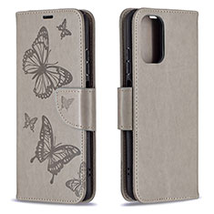 Coque Portefeuille Papillon Livre Cuir Etui Clapet B01F pour Xiaomi Poco M5S Gris