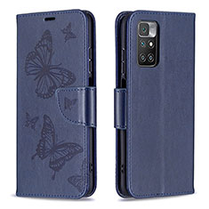 Coque Portefeuille Papillon Livre Cuir Etui Clapet B01F pour Xiaomi Redmi 10 (2022) Bleu