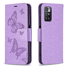 Coque Portefeuille Papillon Livre Cuir Etui Clapet B01F pour Xiaomi Redmi 10 4G Violet Clair