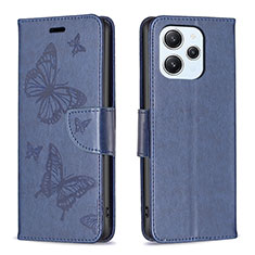 Coque Portefeuille Papillon Livre Cuir Etui Clapet B01F pour Xiaomi Redmi 12 4G Bleu