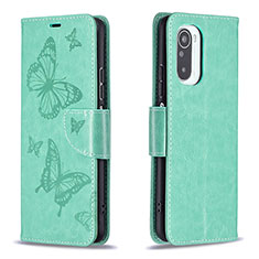 Coque Portefeuille Papillon Livre Cuir Etui Clapet B01F pour Xiaomi Redmi K40 5G Vert