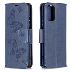 Coque Portefeuille Papillon Livre Cuir Etui Clapet B01F pour Xiaomi Redmi Note 10 4G Bleu