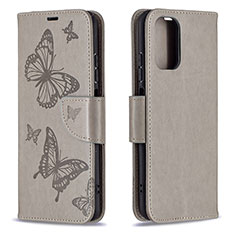 Coque Portefeuille Papillon Livre Cuir Etui Clapet B01F pour Xiaomi Redmi Note 10 4G Gris