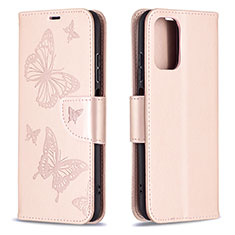 Coque Portefeuille Papillon Livre Cuir Etui Clapet B01F pour Xiaomi Redmi Note 10 4G Or Rose