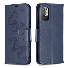 Coque Portefeuille Papillon Livre Cuir Etui Clapet B01F pour Xiaomi Redmi Note 10 5G Bleu