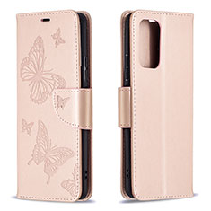 Coque Portefeuille Papillon Livre Cuir Etui Clapet B01F pour Xiaomi Redmi Note 10 Pro Max Or Rose