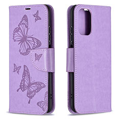 Coque Portefeuille Papillon Livre Cuir Etui Clapet B01F pour Xiaomi Redmi Note 10S 4G Violet Clair