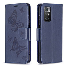 Coque Portefeuille Papillon Livre Cuir Etui Clapet B01F pour Xiaomi Redmi Note 11 4G (2021) Bleu