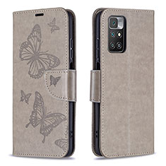 Coque Portefeuille Papillon Livre Cuir Etui Clapet B01F pour Xiaomi Redmi Note 11 4G (2021) Gris